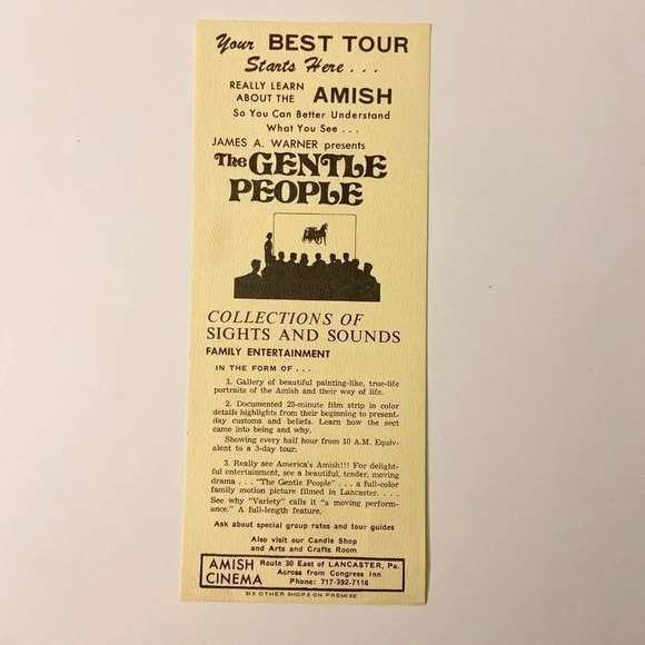 Vintage James Warner Amish The Gentle People Cinema  Show Brochure Leaflet - Picture 1 of 8